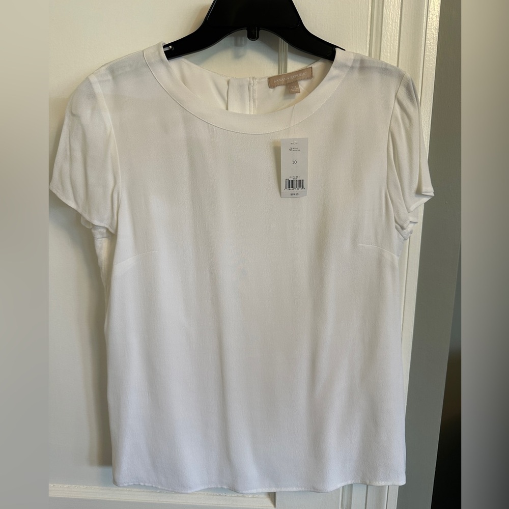 Banana republic White crew neck short sleeved blouse